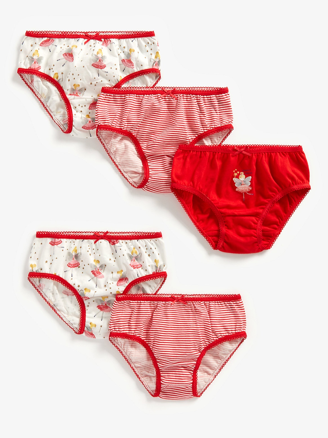 

mothercare Girls Pack of 5 Cotton Briefs, Red