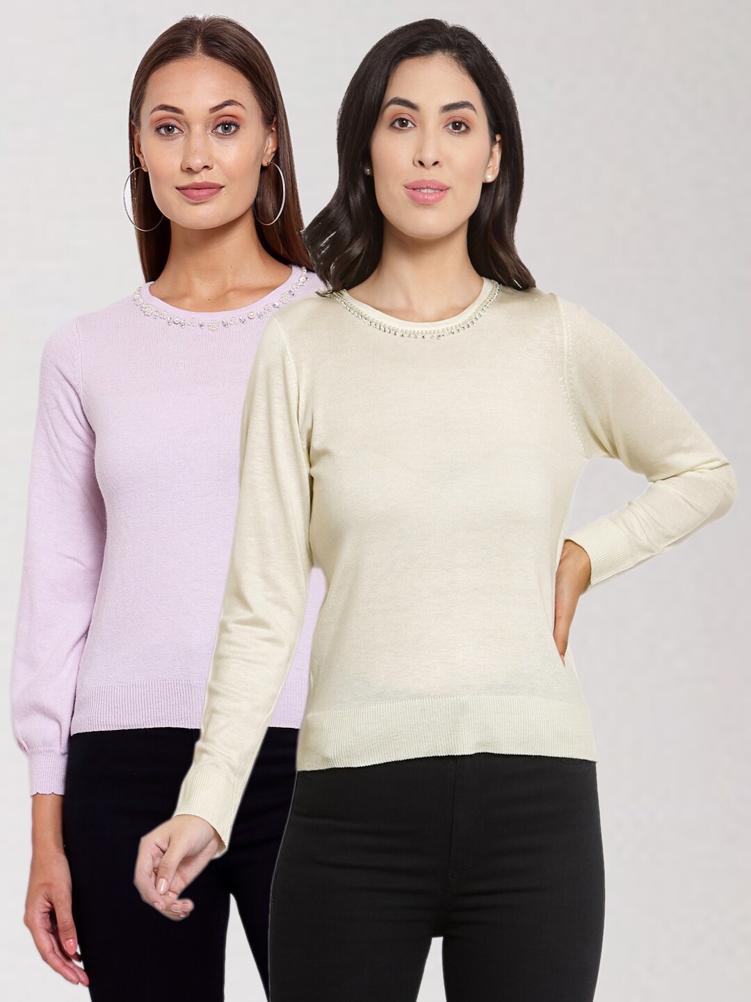 

KLOTTHE Women Pack of 2 Woolen Pullover, Pink