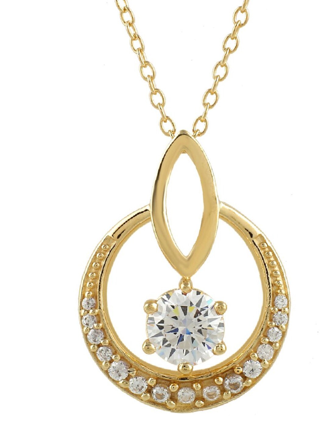 

LA SOULA 925 Sterling Silver Gold-Plated White CZ-Studded Pendant With Chain