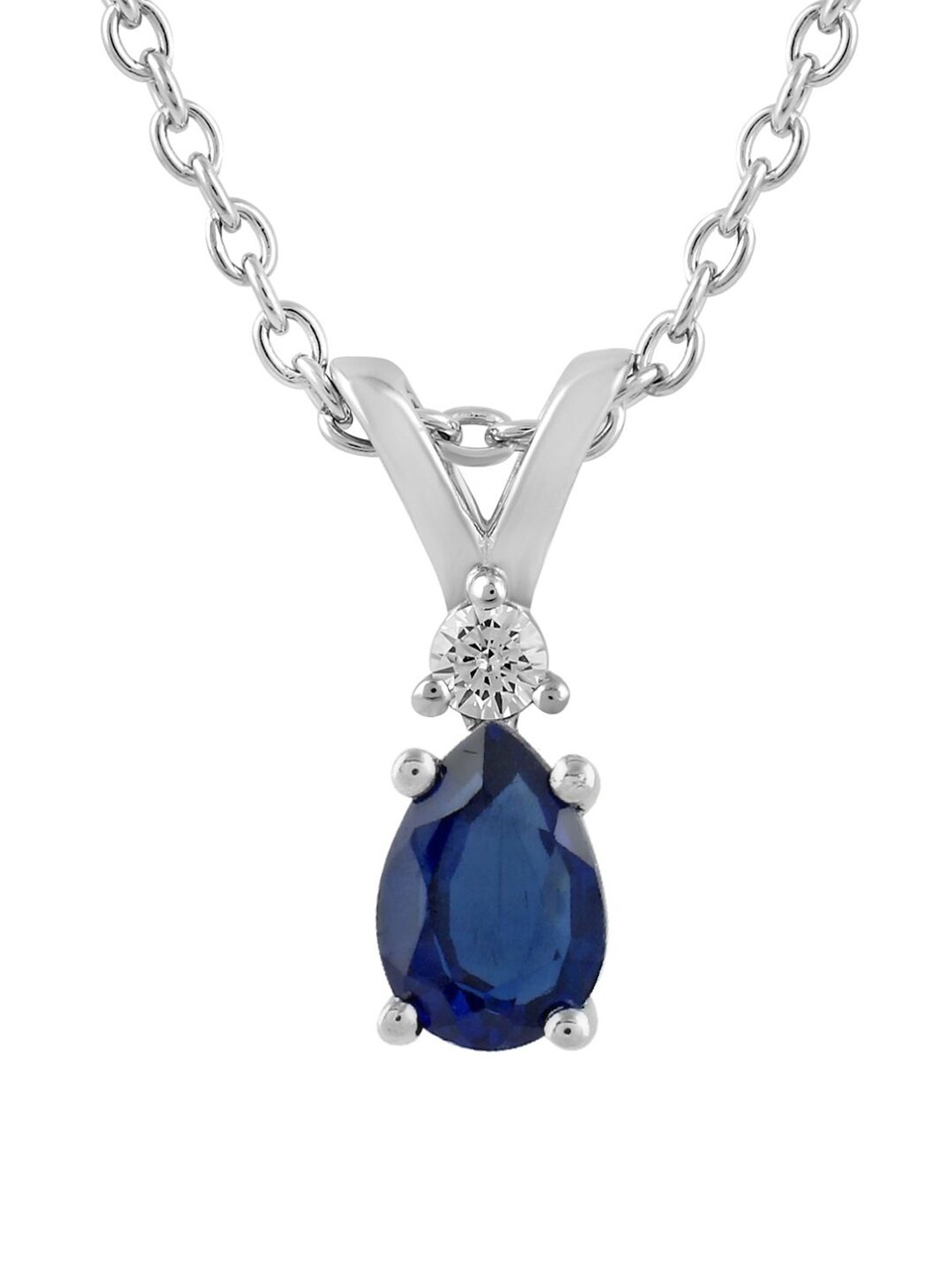 

LA SOULA 925 Sterling Silver Rhodium-Plated Blue & White CZ-Studded Pendant With Chain