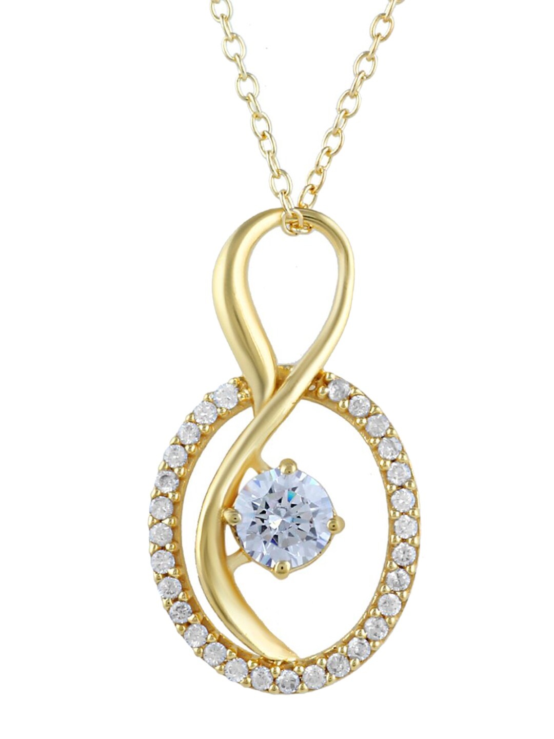 

LA SOULA Gold-Plated White CZ-Studded 925 Sterling Silver Pendant With Chain