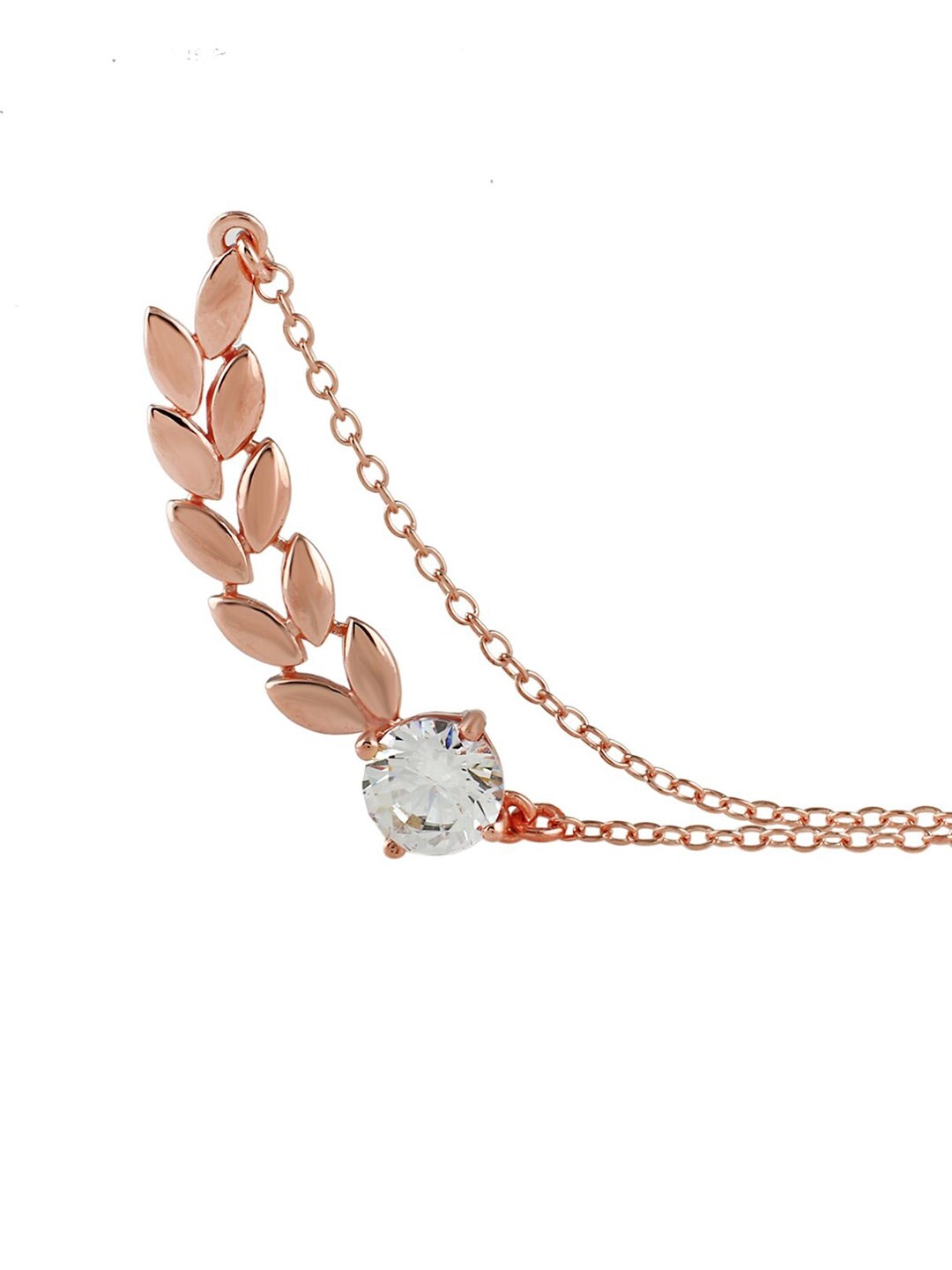 

LA SOULA Rose Gold-Plated White CZ-Studded Pendant With Chain