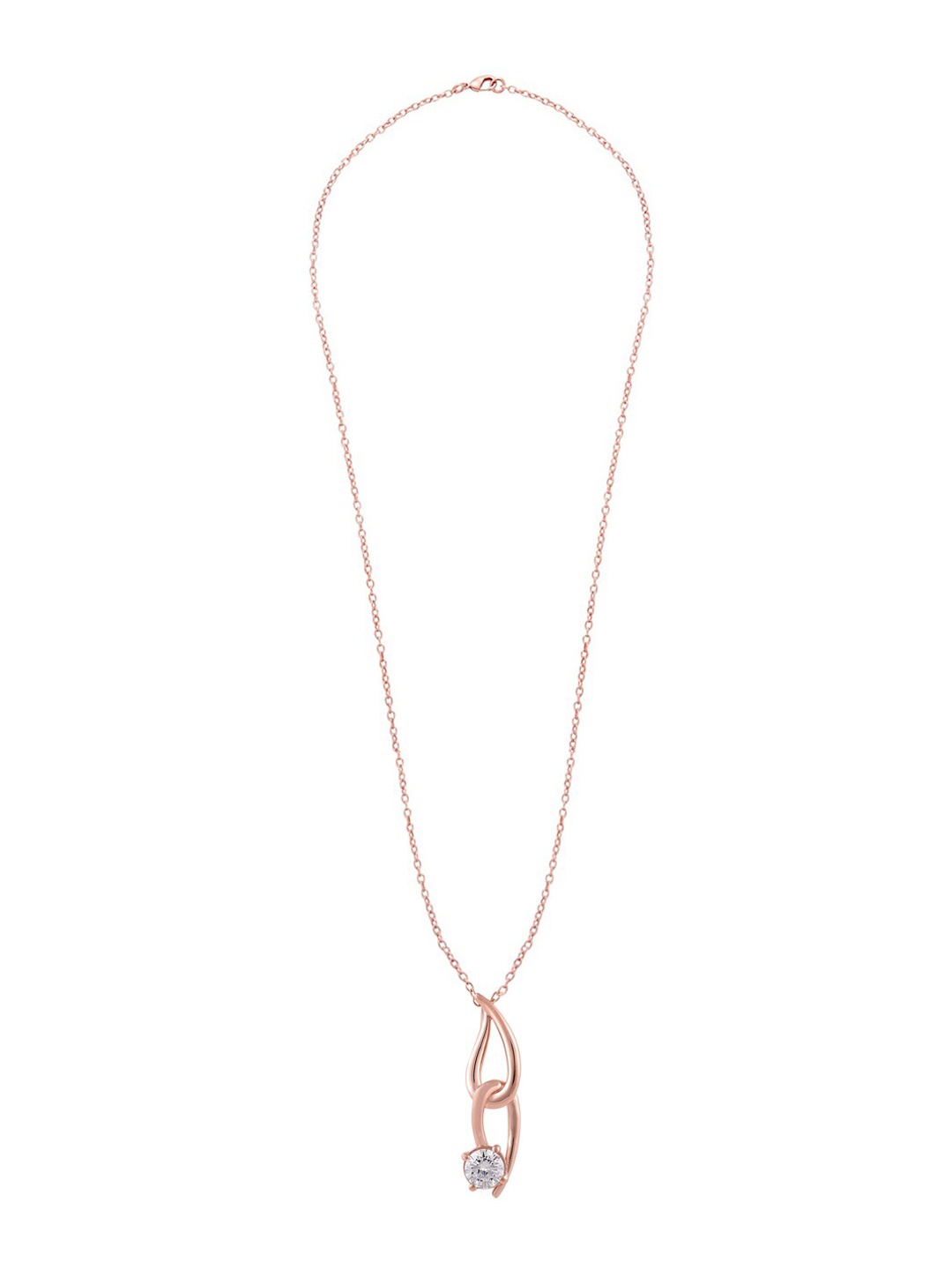 

LA SOULA 925 Sterling Silver Rose Gold-Plated White CZ-Studded Pendant With Chain
