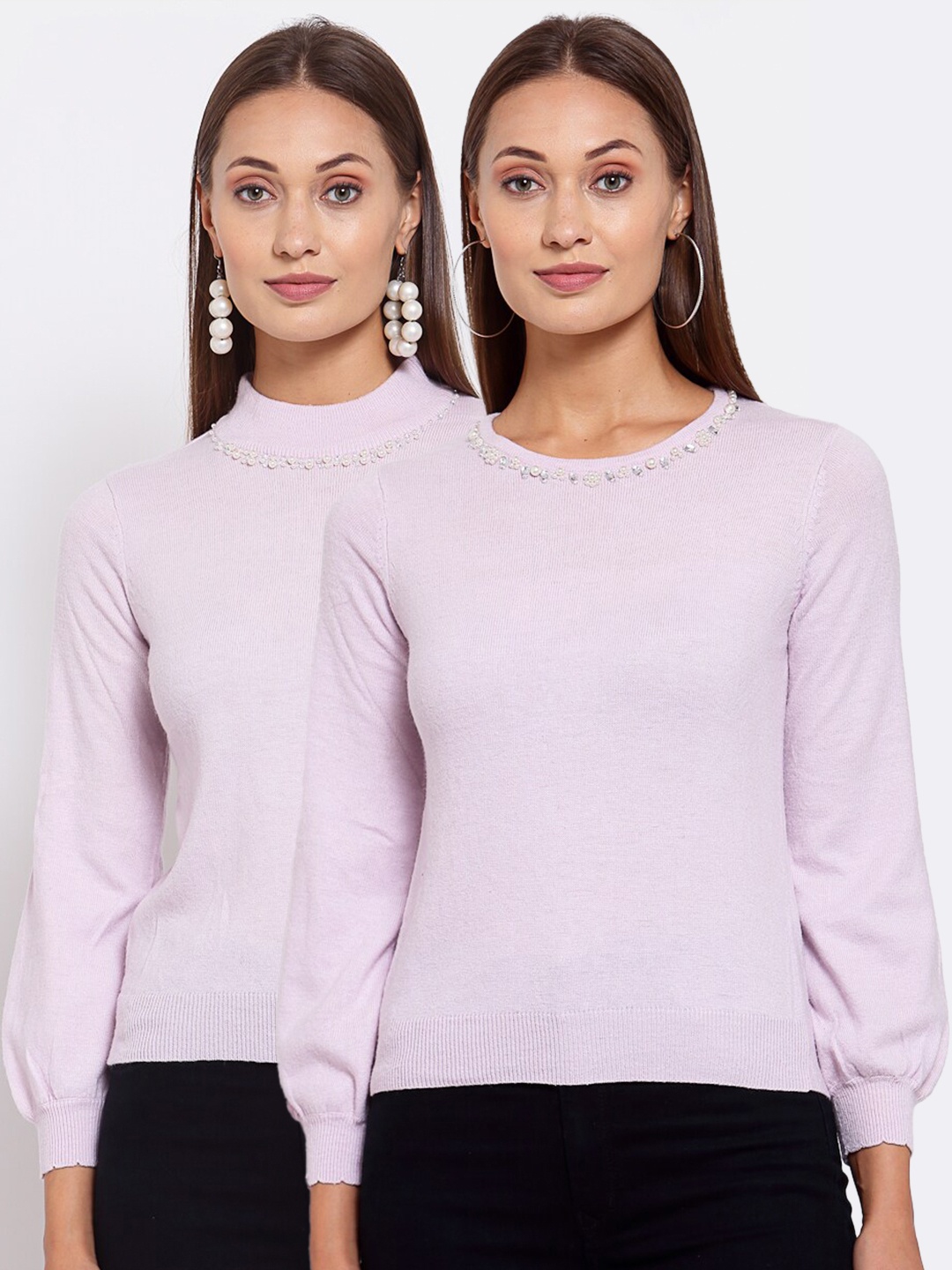 

KLOTTHE Women Pack Of 2 Pink Wool Pullover