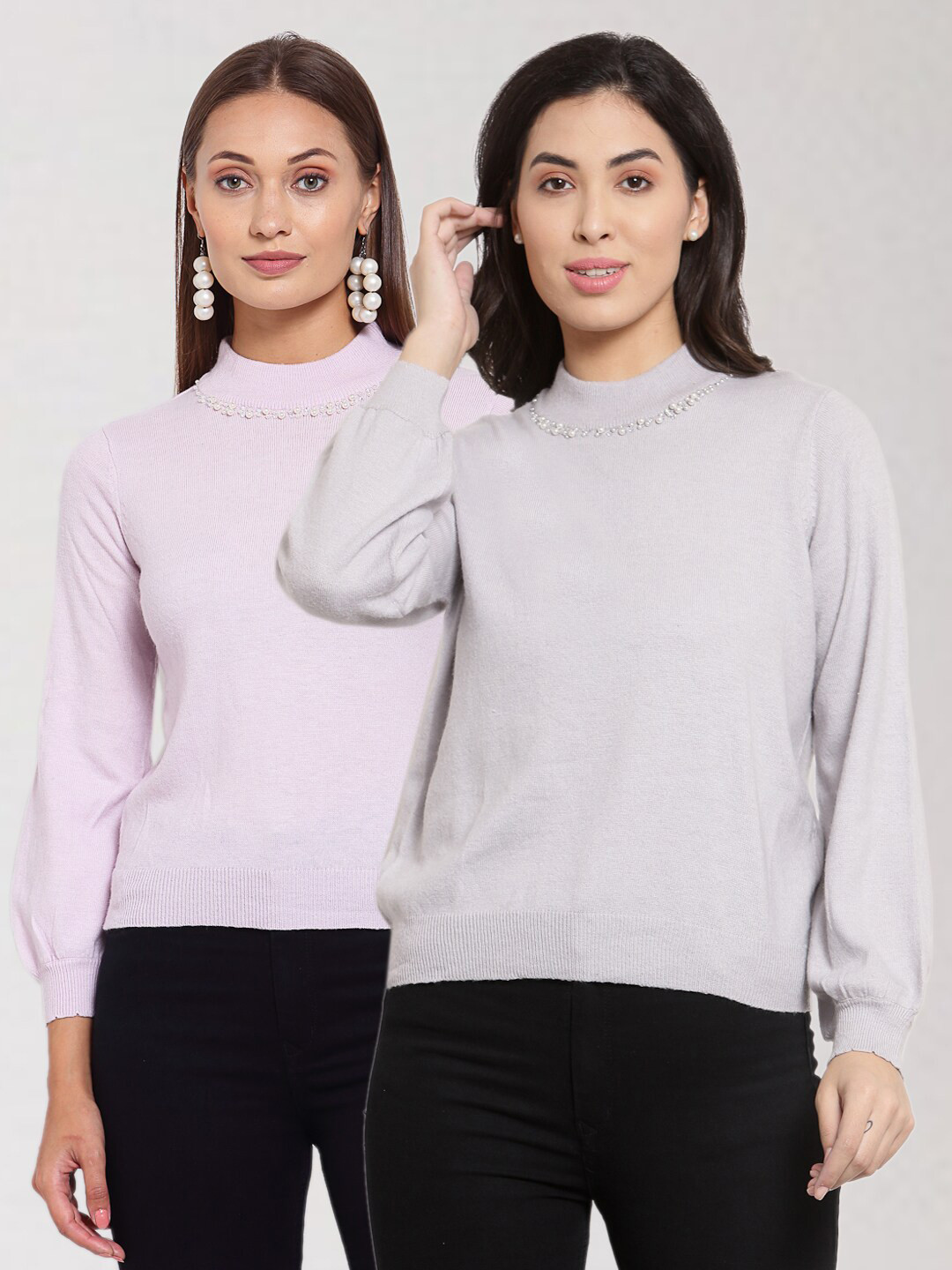 

KLOTTHE Women Purple & Grey Pack Of 2 Pullover
