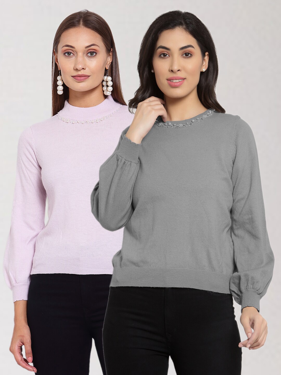 

KLOTTHE Women Purple & Grey Set of 2 Pullover