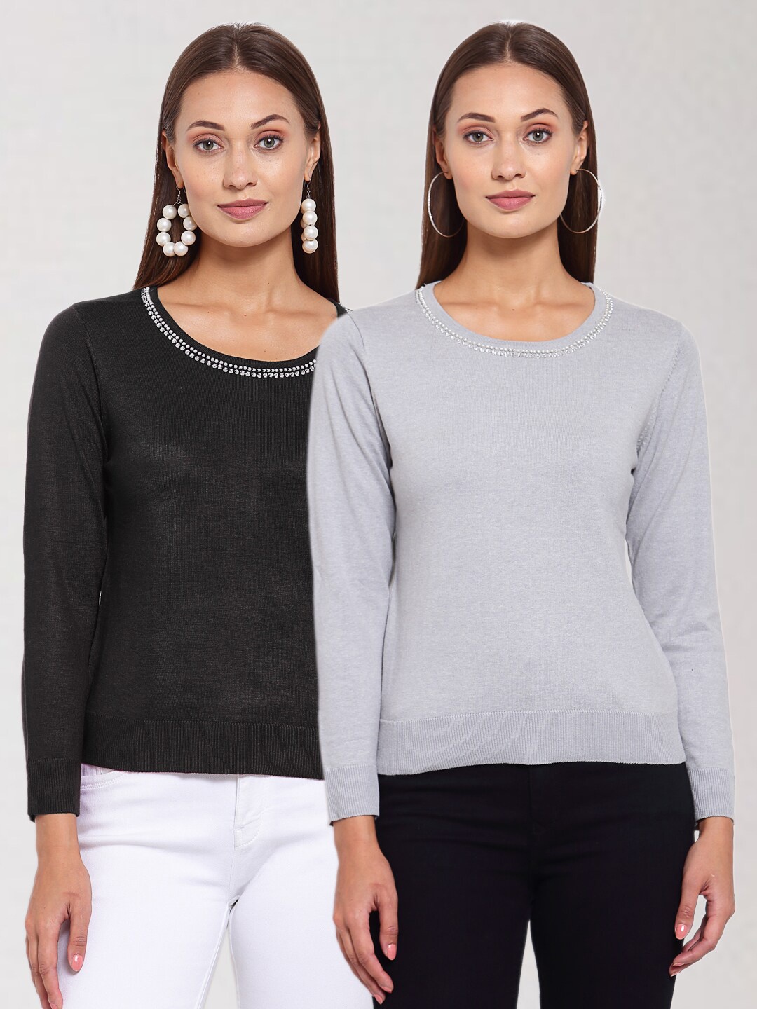 

KLOTTHE Women Pack of 2 Woolen Pullover, Black