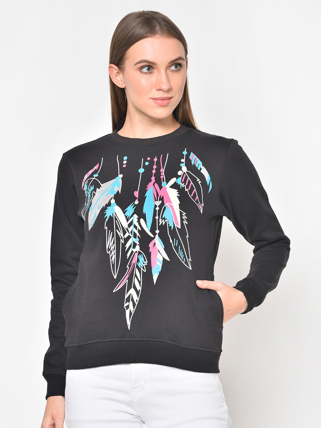 

Hapuka Women Black Printed Sweatshirt