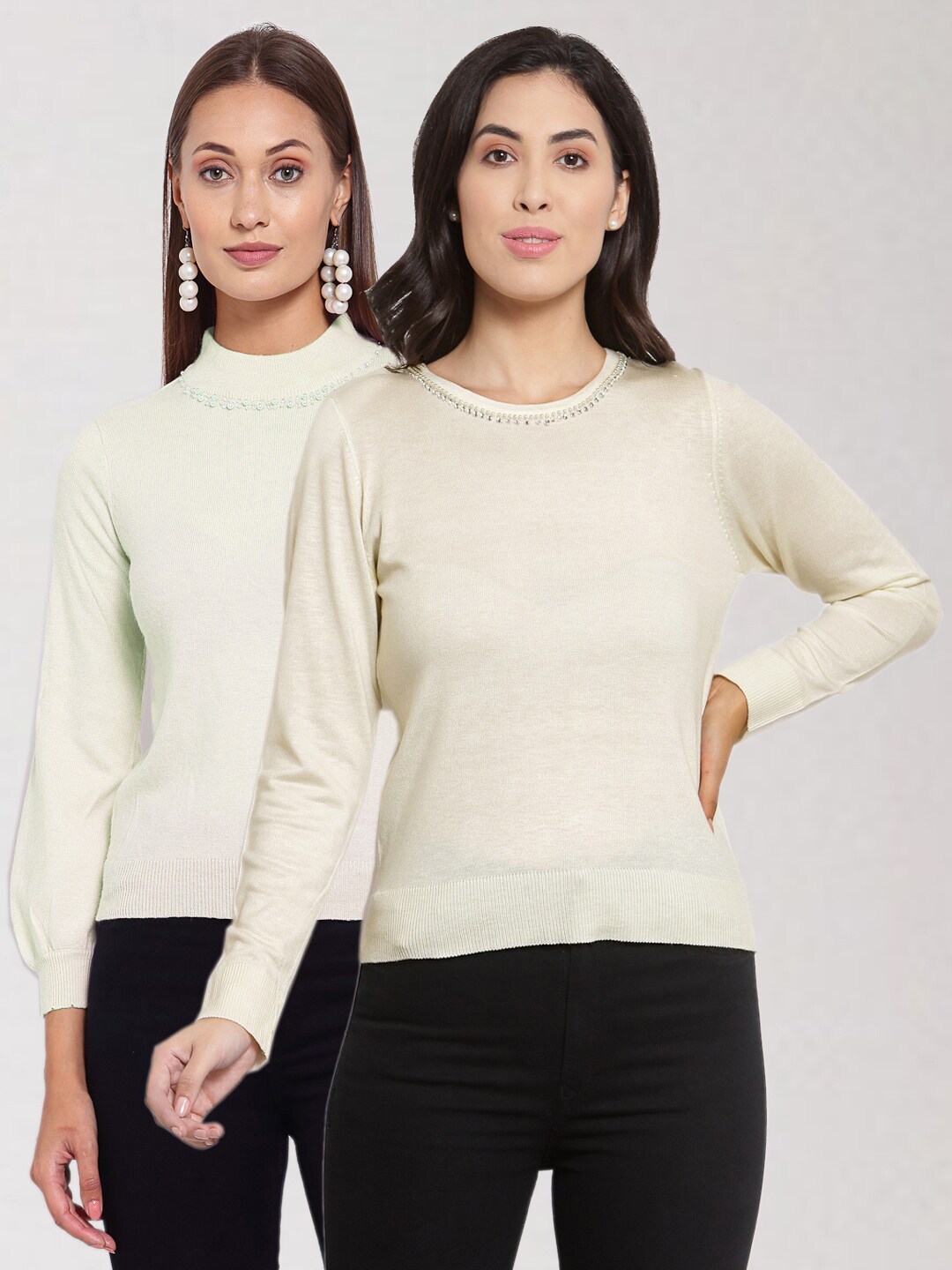 

KLOTTHE Set of 2 Women Off White Pullover