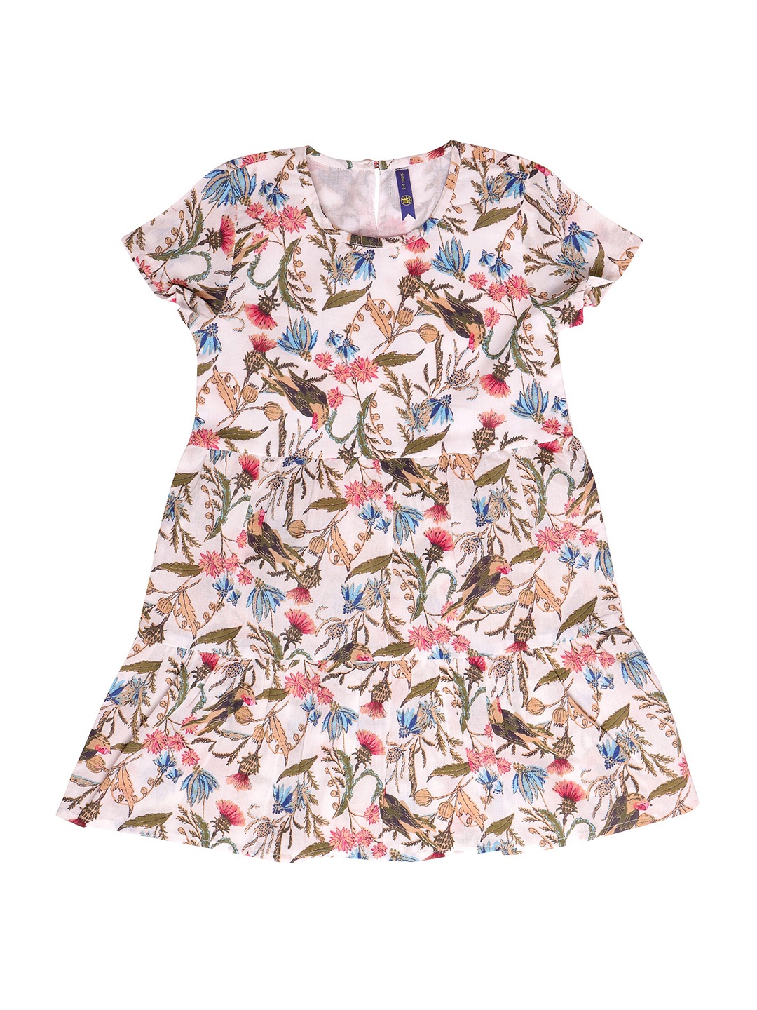 

YK Girls Off White & Pink Ethnic Motifs Printed Pure Cotton Dress