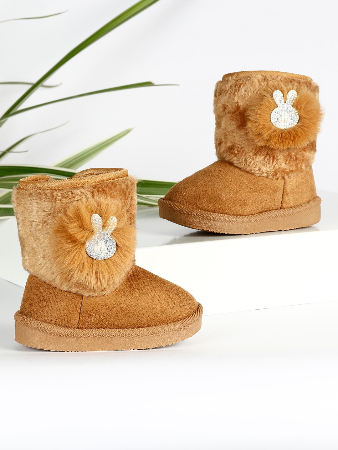 

PASSION PETALS Girls Brown Bunny Face Flat Boots