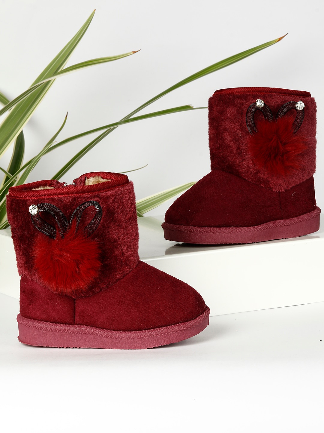 

PASSION PETALS Girls Red Suede Flat Boots