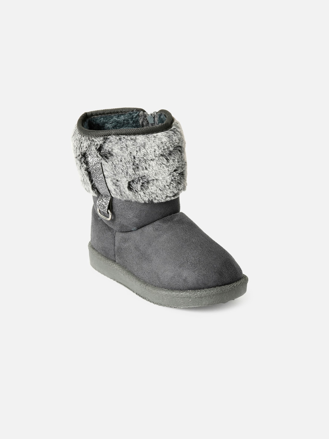 

PASSION PETALS Girls Grey Suede Flat Boots