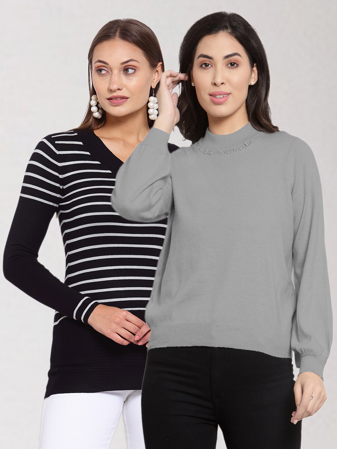 

KLOTTHE Women Pack of 2 Woolen Pullover, Black