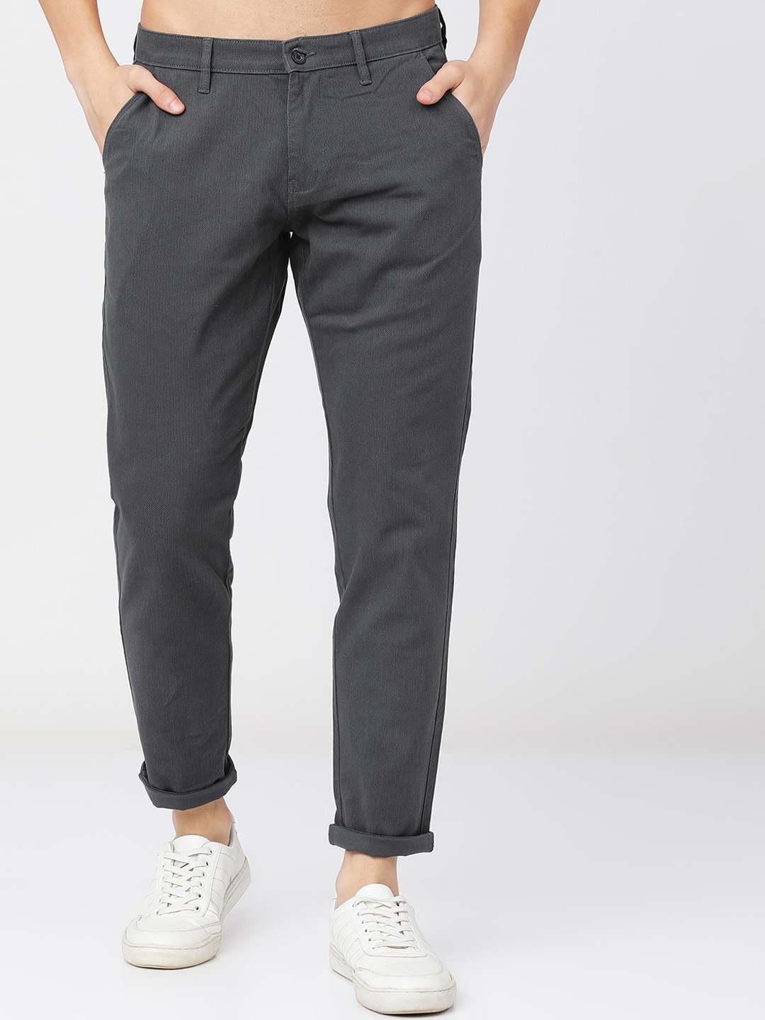 

HIGHLANDER Men Grey Slim Fit Trousers