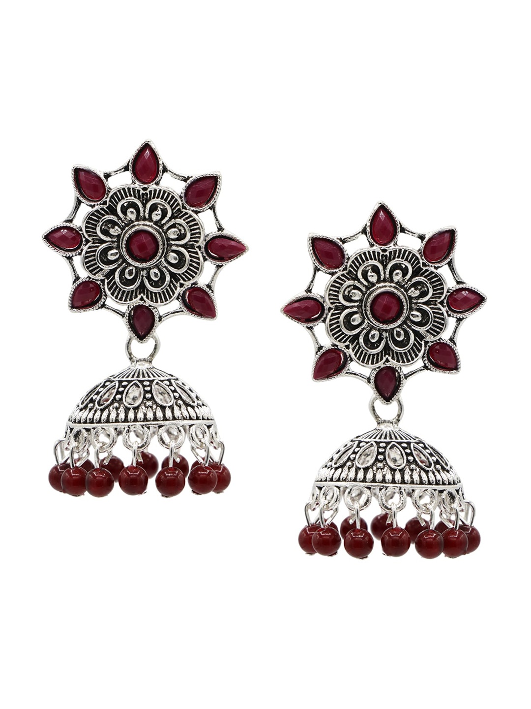 

ASMITTA JEWELLERY Maroon Contemporary Jhumkas Earrings