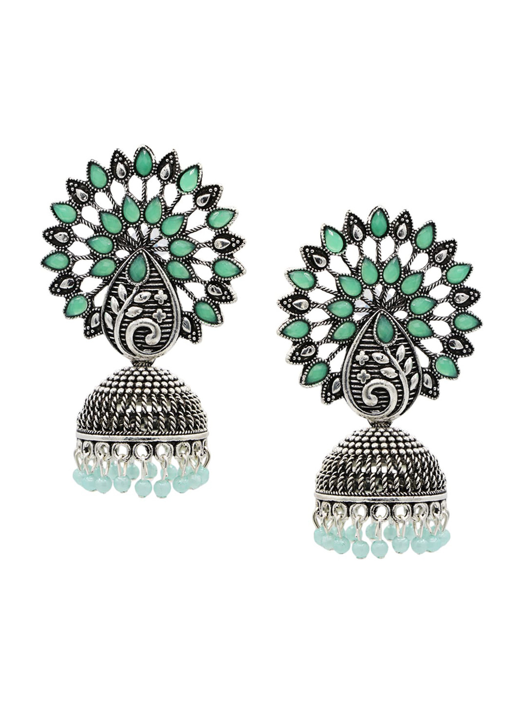 

ASMITTA JEWELLERY Sea Green Contemporary Jhumkas Earrings