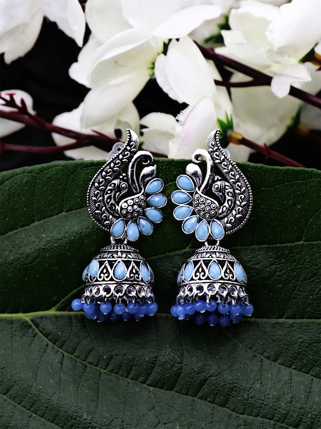

ASMITTA JEWELLERY Blue Contemporary Jhumkas Earrings