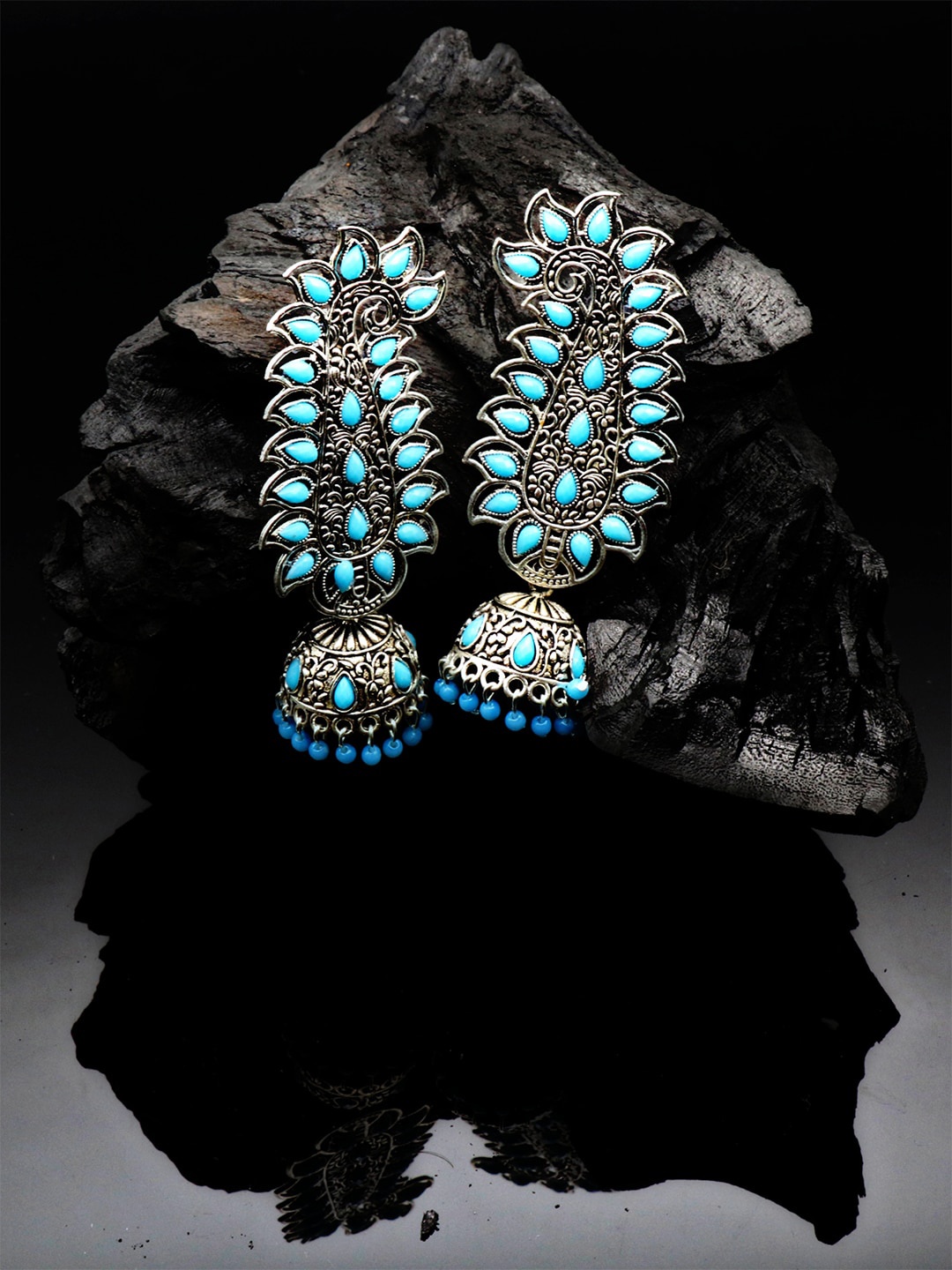 

ASMITTA JEWELLERY Blue Contemporary Jhumkas Earrings