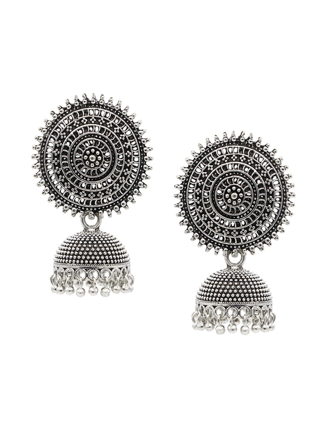 

ASMITTA JEWELLERY Silver-Toned Contemporary Jhumkas Earrings