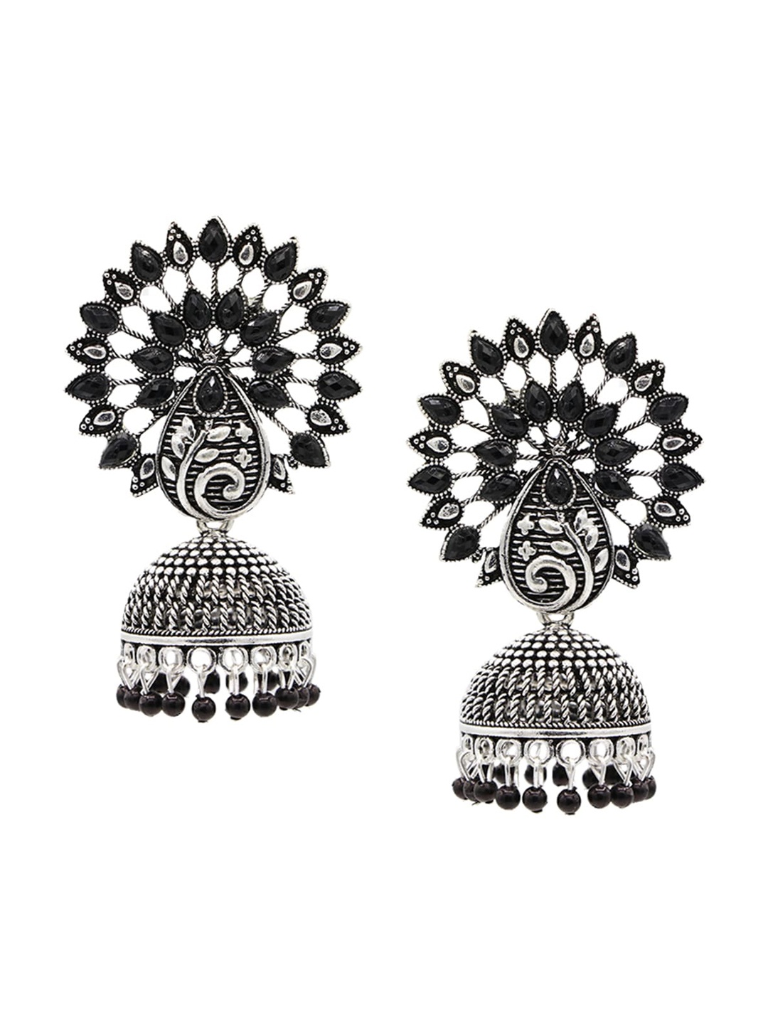 

ASMITTA JEWELLERY Black Contemporary Jhumkas Earrings