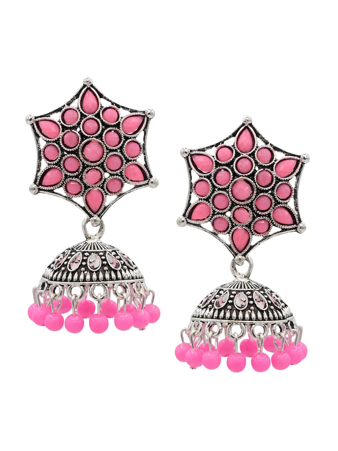 

ASMITTA JEWELLERY Pink Contemporary Jhumkas Earrings