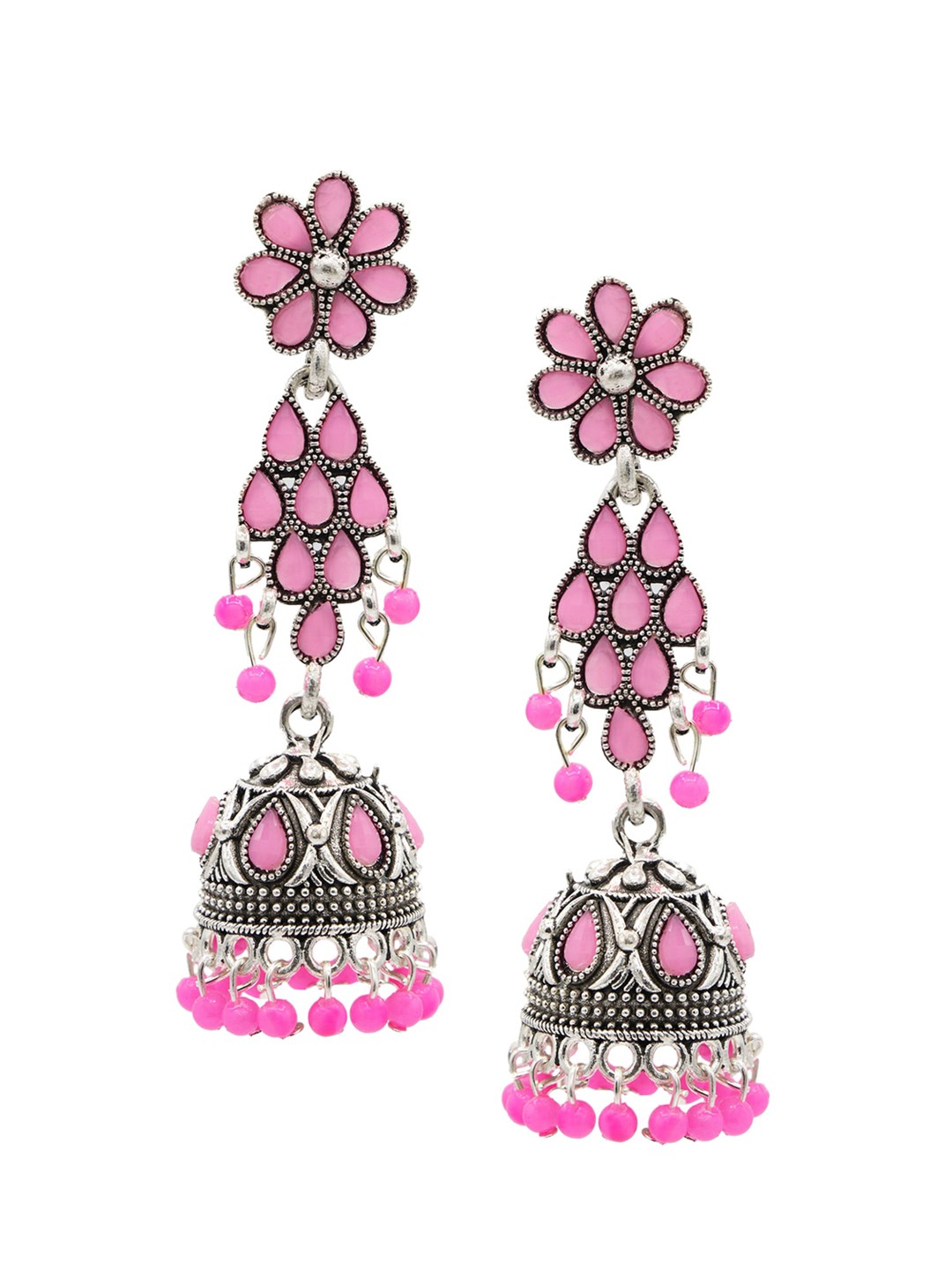 

ASMITTA JEWELLERY Pink Contemporary Jhumkas Earrings