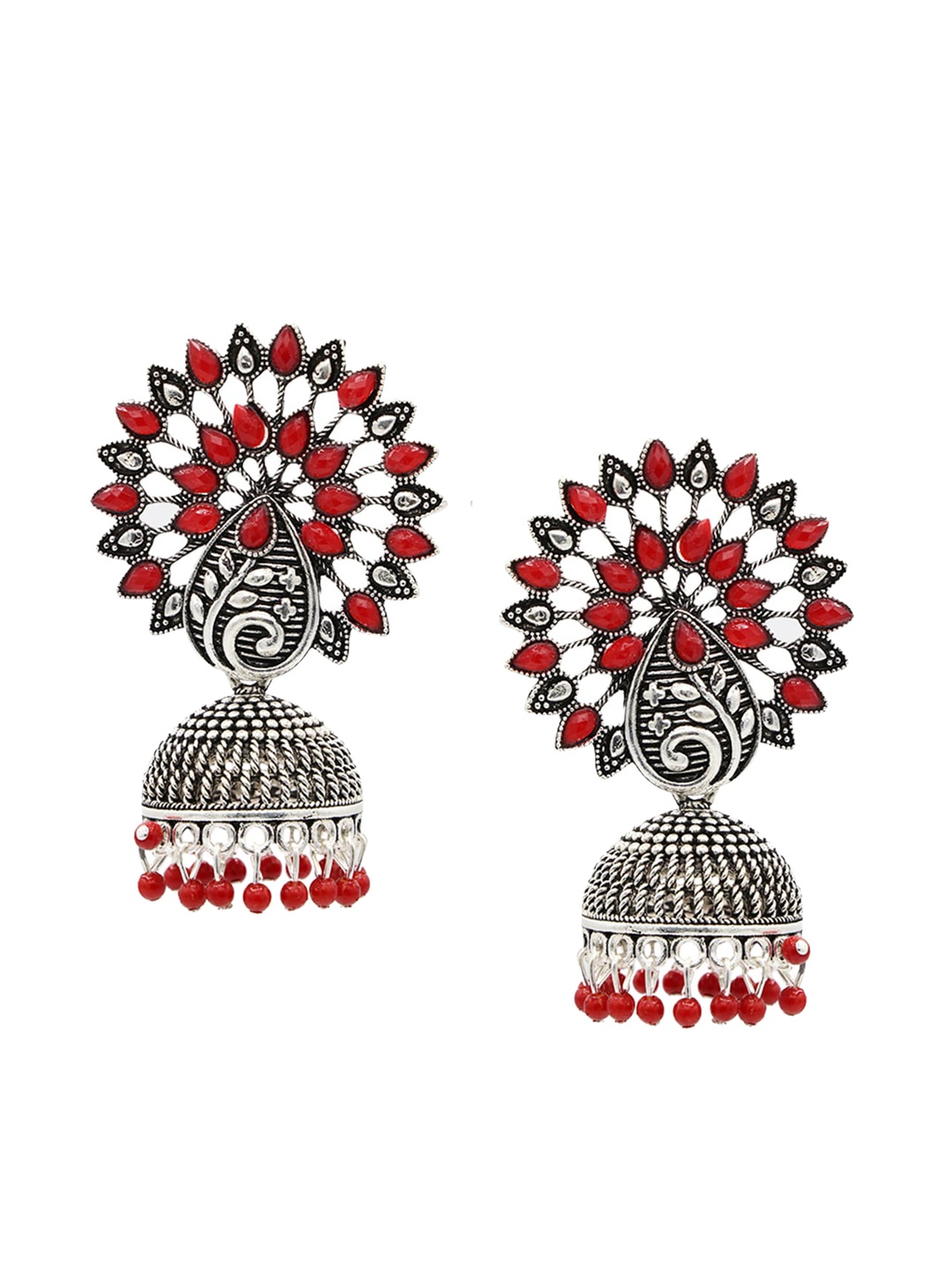 

ASMITTA JEWELLERY Red Contemporary Jhumkas Earrings