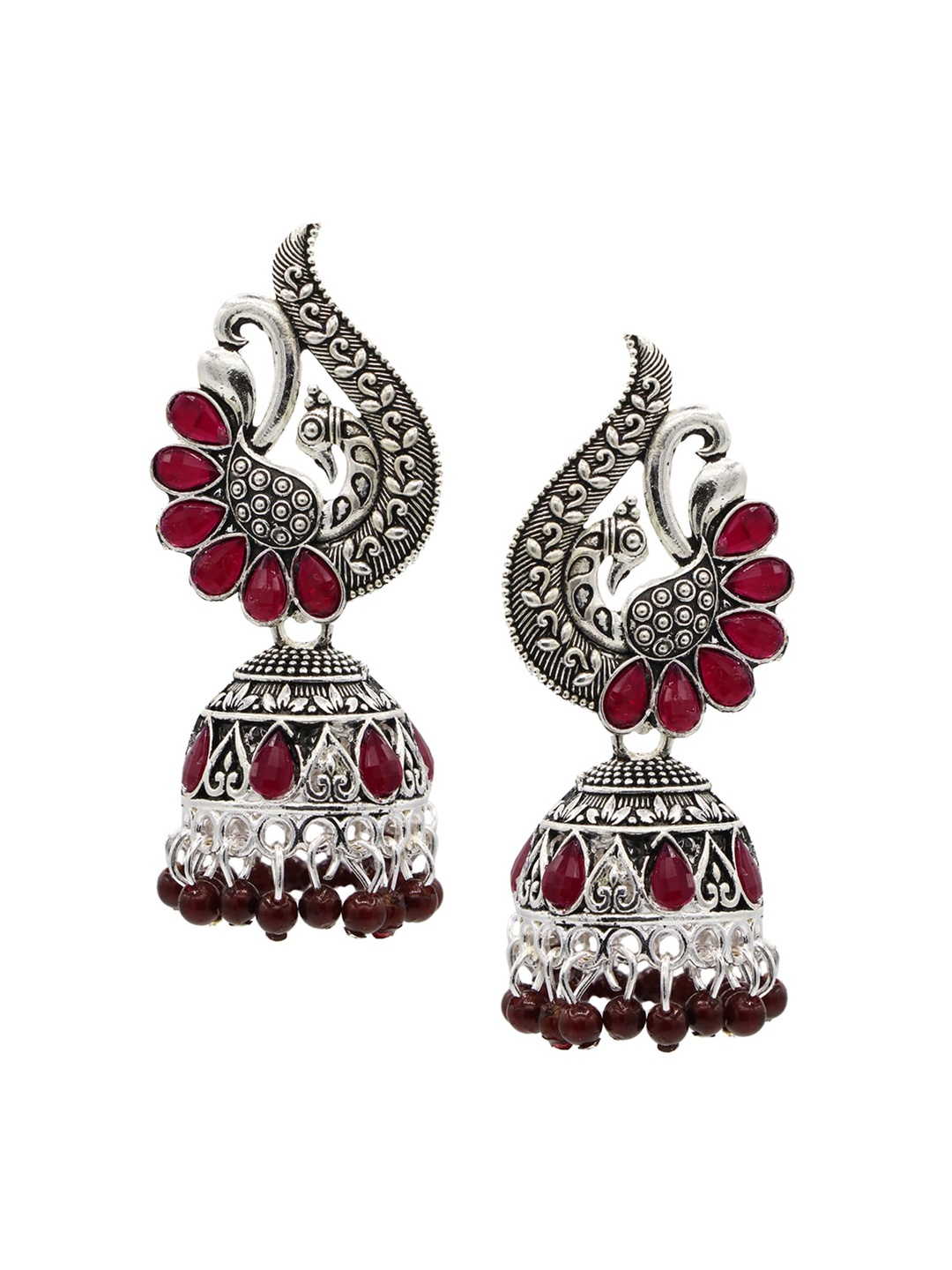 

ASMITTA JEWELLERY Maroon Contemporary Jhumkas Earrings