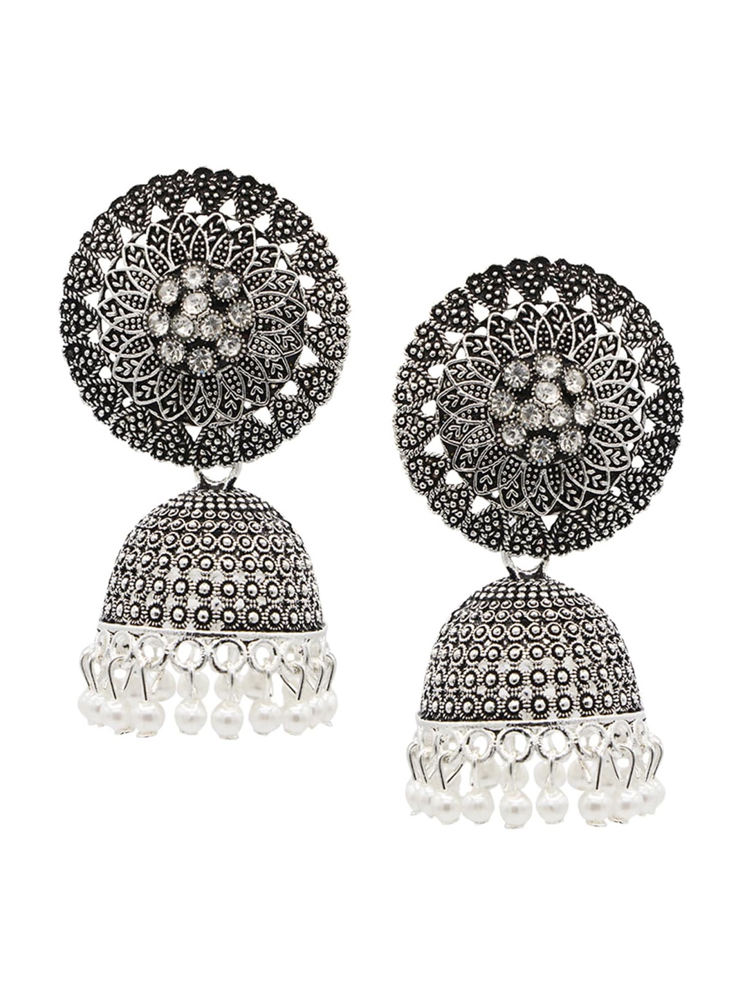

ASMITTA JEWELLERY Woman Oxidised Silver Jhumkas