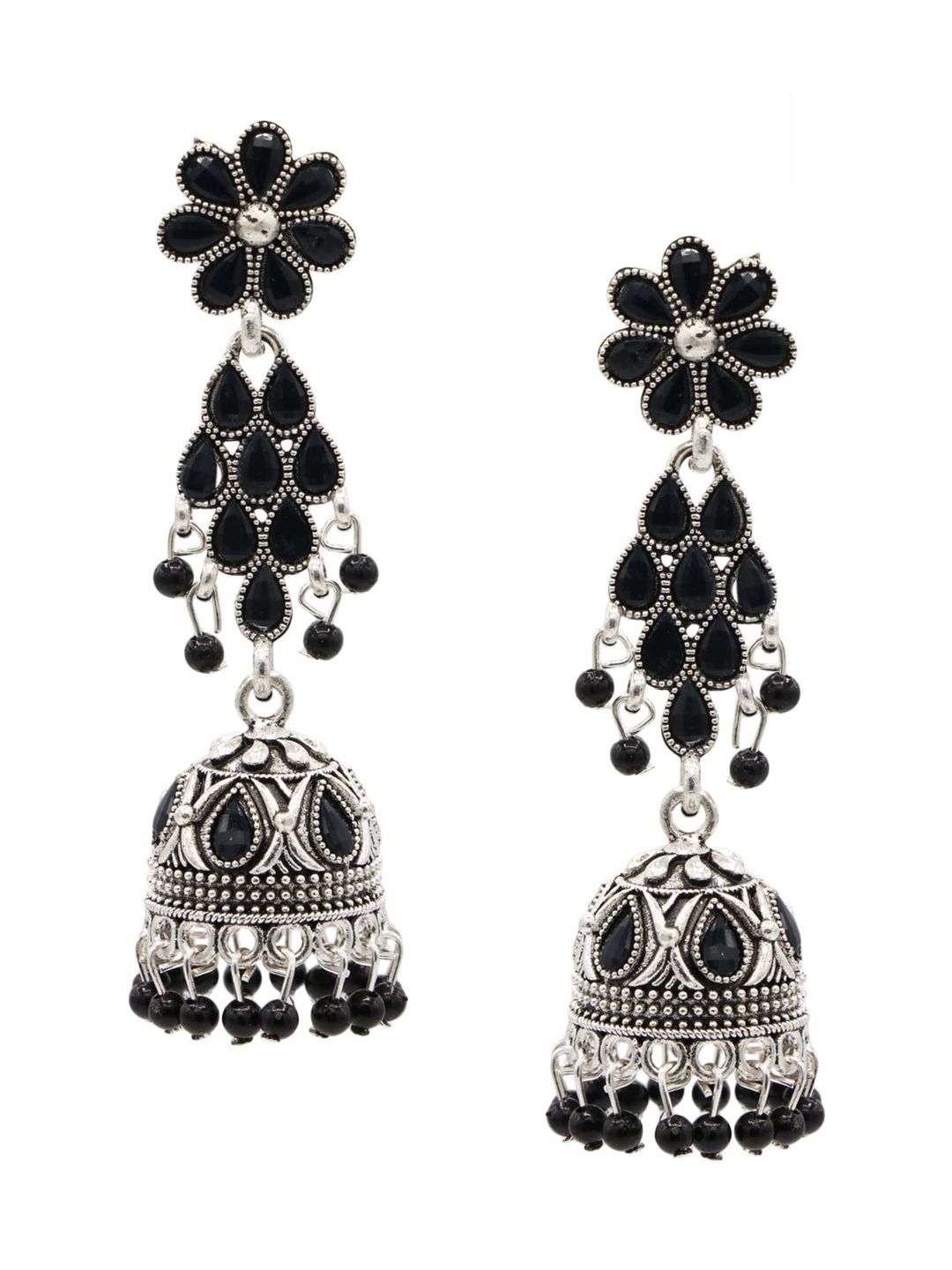

ASMITTA JEWELLERY Black Contemporary Jhumkas Earrings