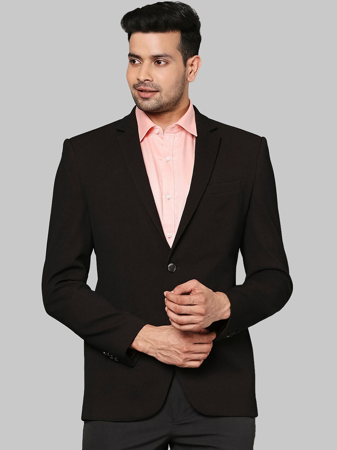 

Park Avenue Men Maroon Self Design Blazers