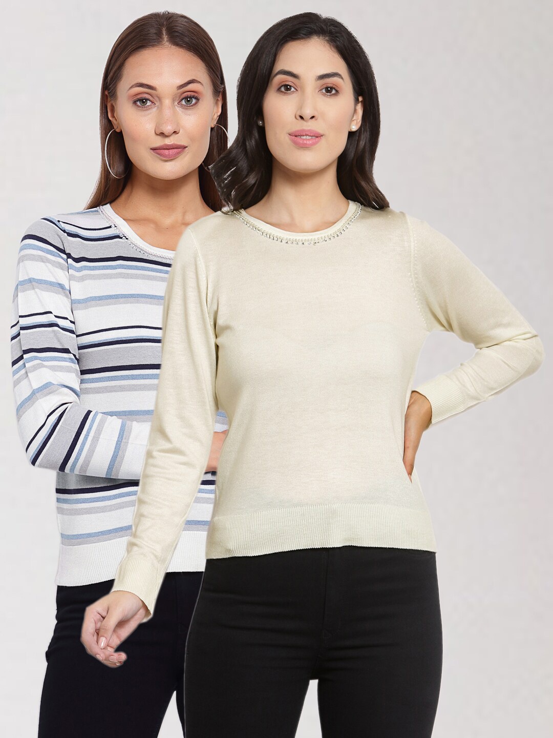 

KLOTTHE Women Pack of 2 Woolen Pullover, White