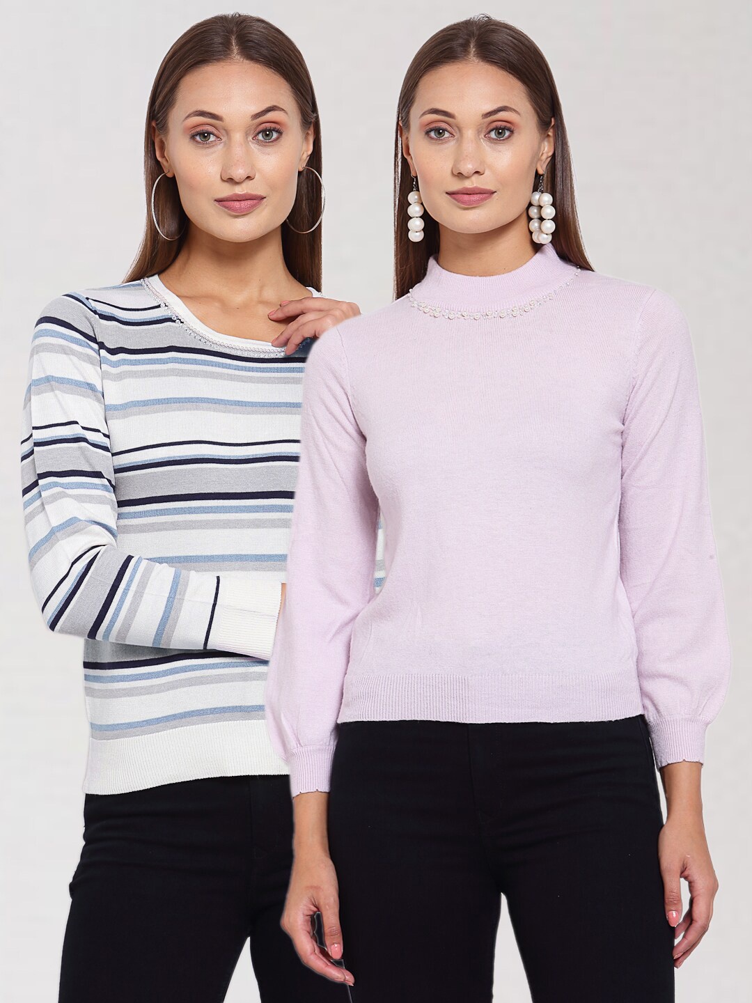 

KLOTTHE Women Pack of 2 Woolen Pullover, Pink