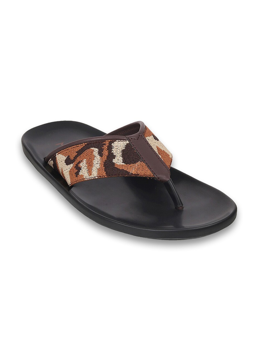 

Metro Men Brown & Black Animal Printed Comfort Sandals
