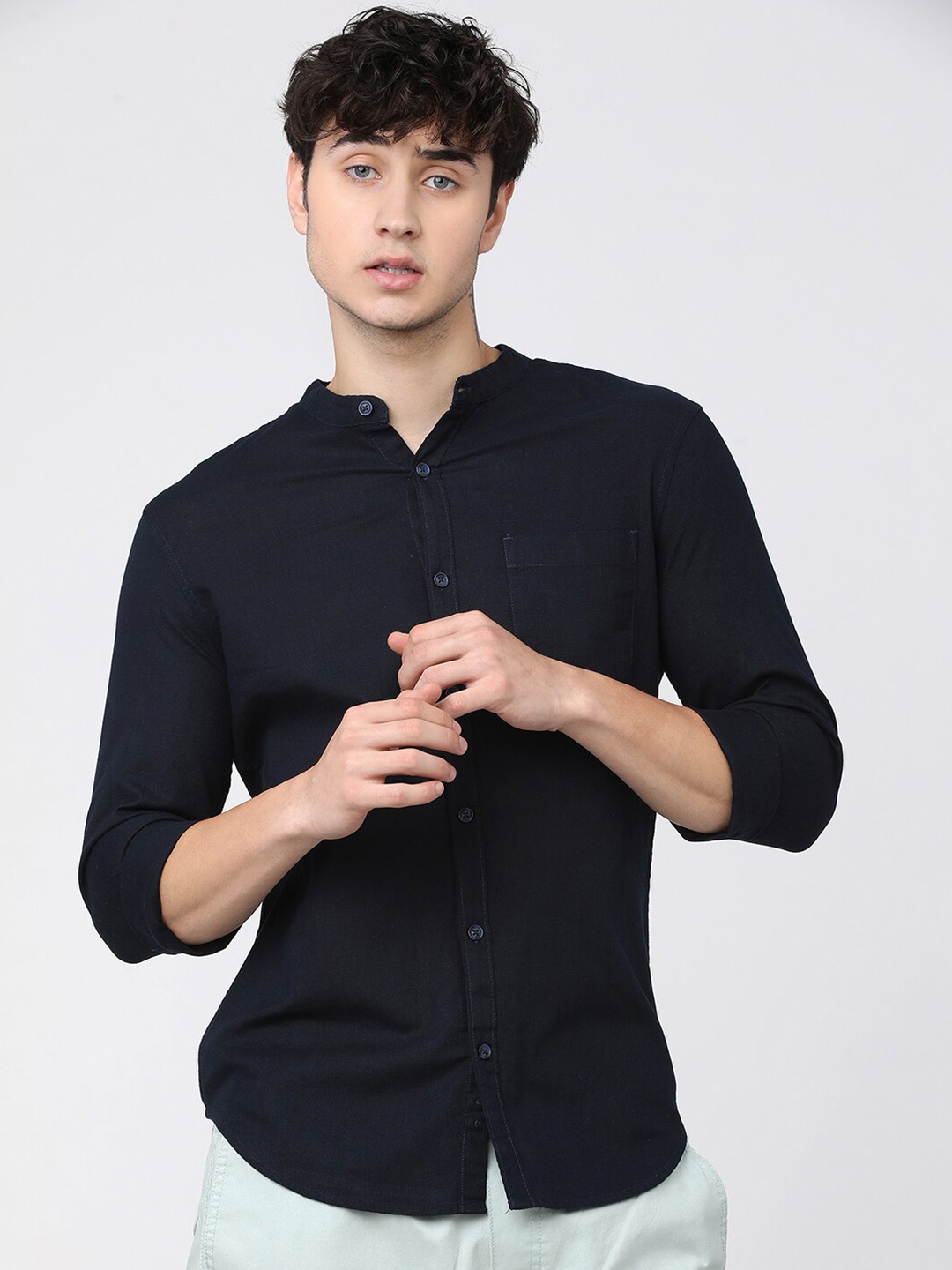 

KETCH Men Slim Fit Opaque Casual Shirt, Navy blue