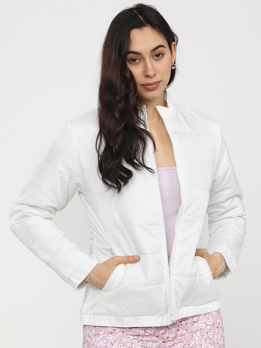 

Tokyo Talkies Women White Padded Jacket