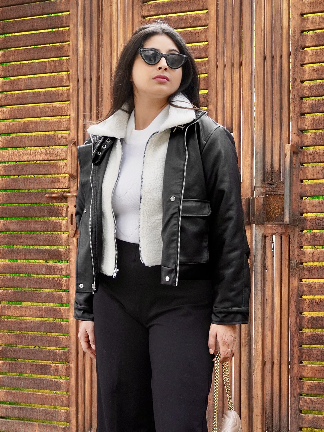 

Tokyo Talkies Women Black Crop Leather Jacket