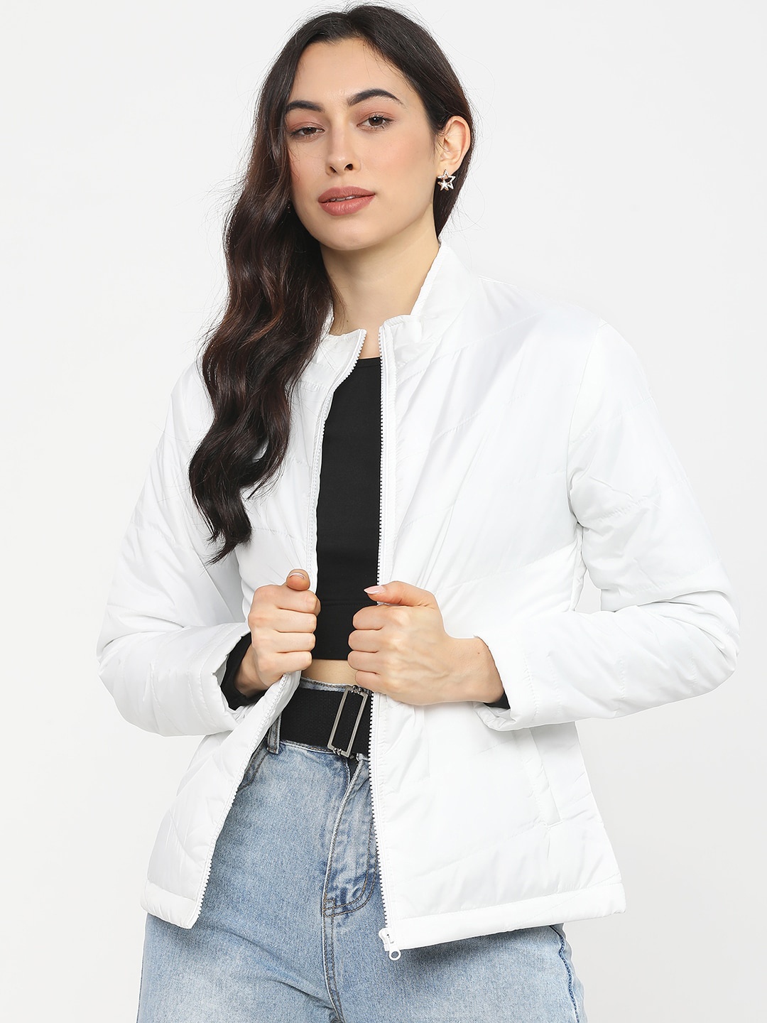 

Tokyo Talkies Women White Puffer Jacket