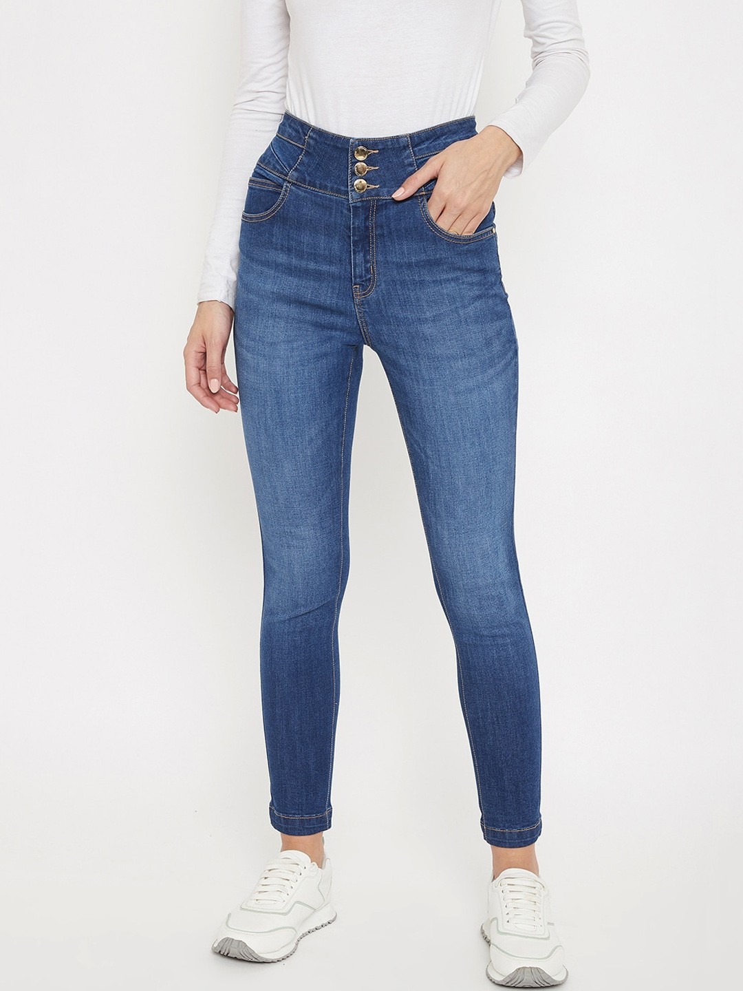 

Madame Women Blue Skinny Fit Light Fade Jeans