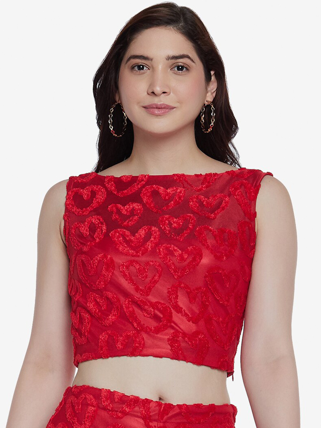 

Emmyrobe Red Textured Crop Top