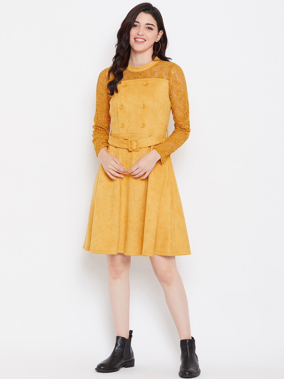 

Madame Mustard Yellow Fit And Flare Dress