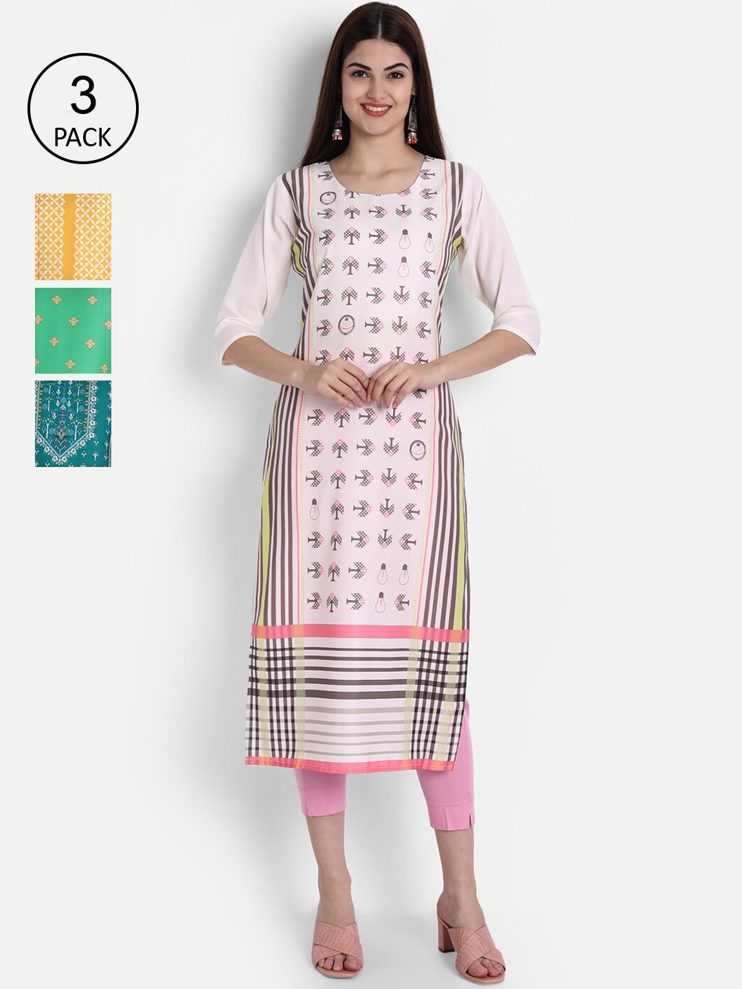 

Ethnic basket Women Multicoloured Ethnic Motifs Printed Crepe Kurta, Multi