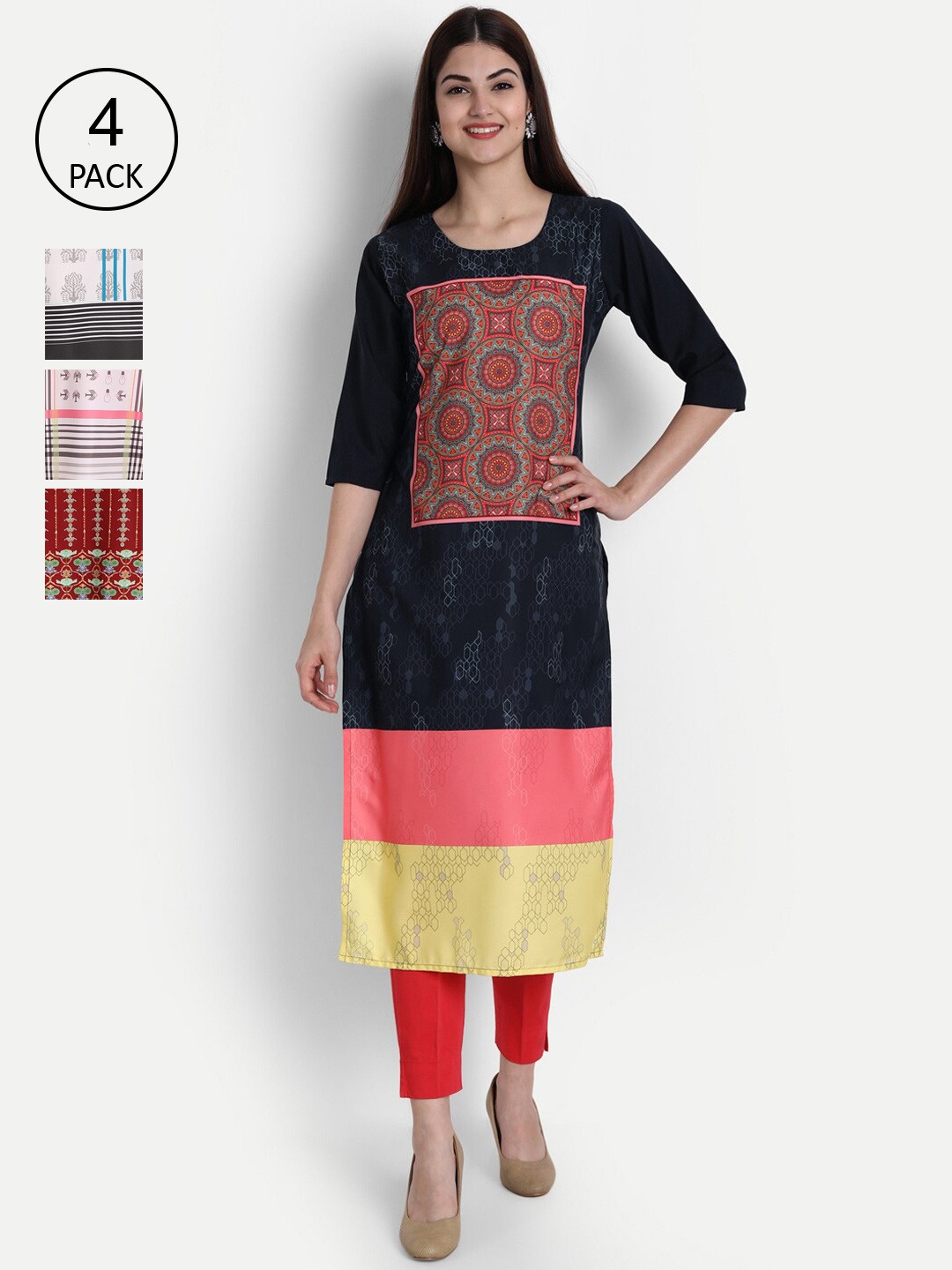 

Ethnic basket Women Multicoloured Ethnic Motifs Printed Crepe Kurta, Multi