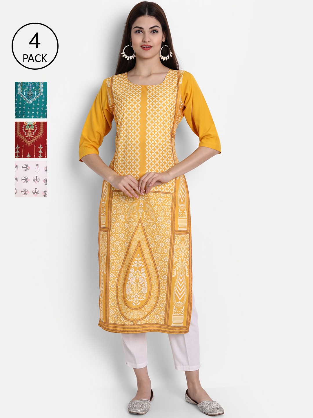 

Ethnic basket Women Multicoloured Ethnic Motifs Printed Crepe Kurta, Multi