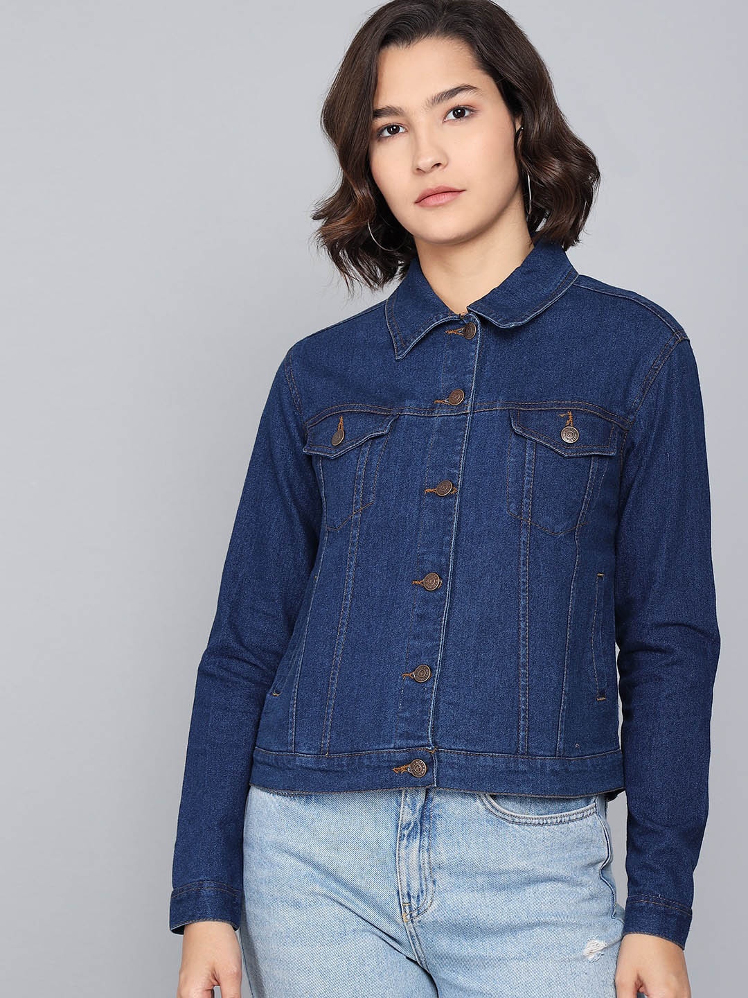 

Kotty Women Blue Washed Denim Jacket