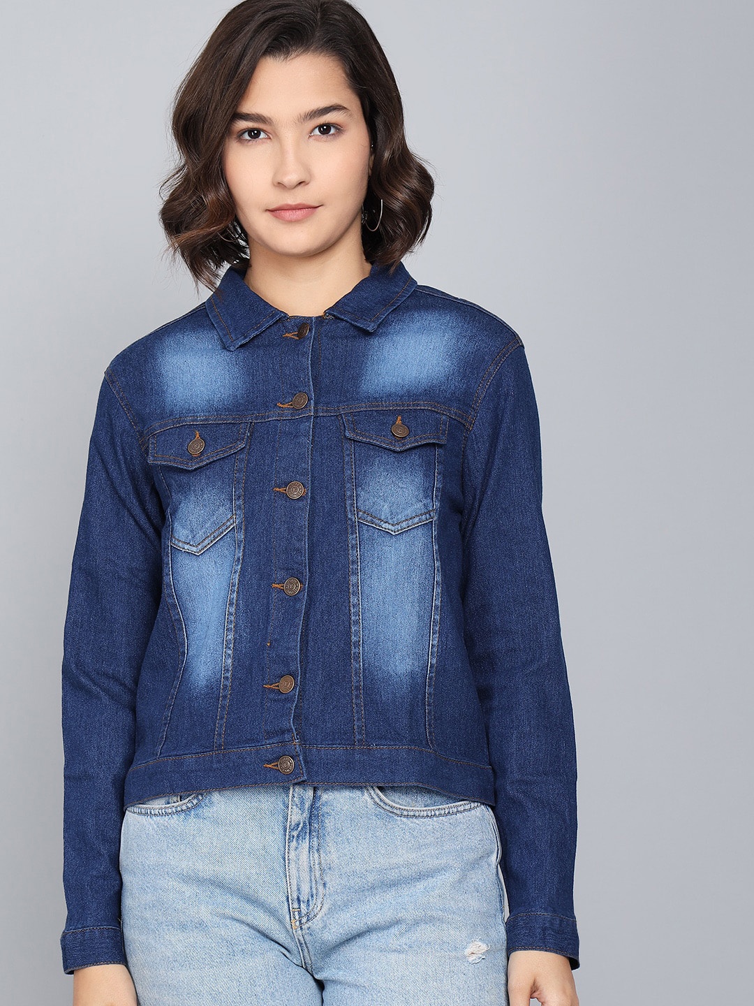 

Kotty Women Blue Washed Denim Jacket