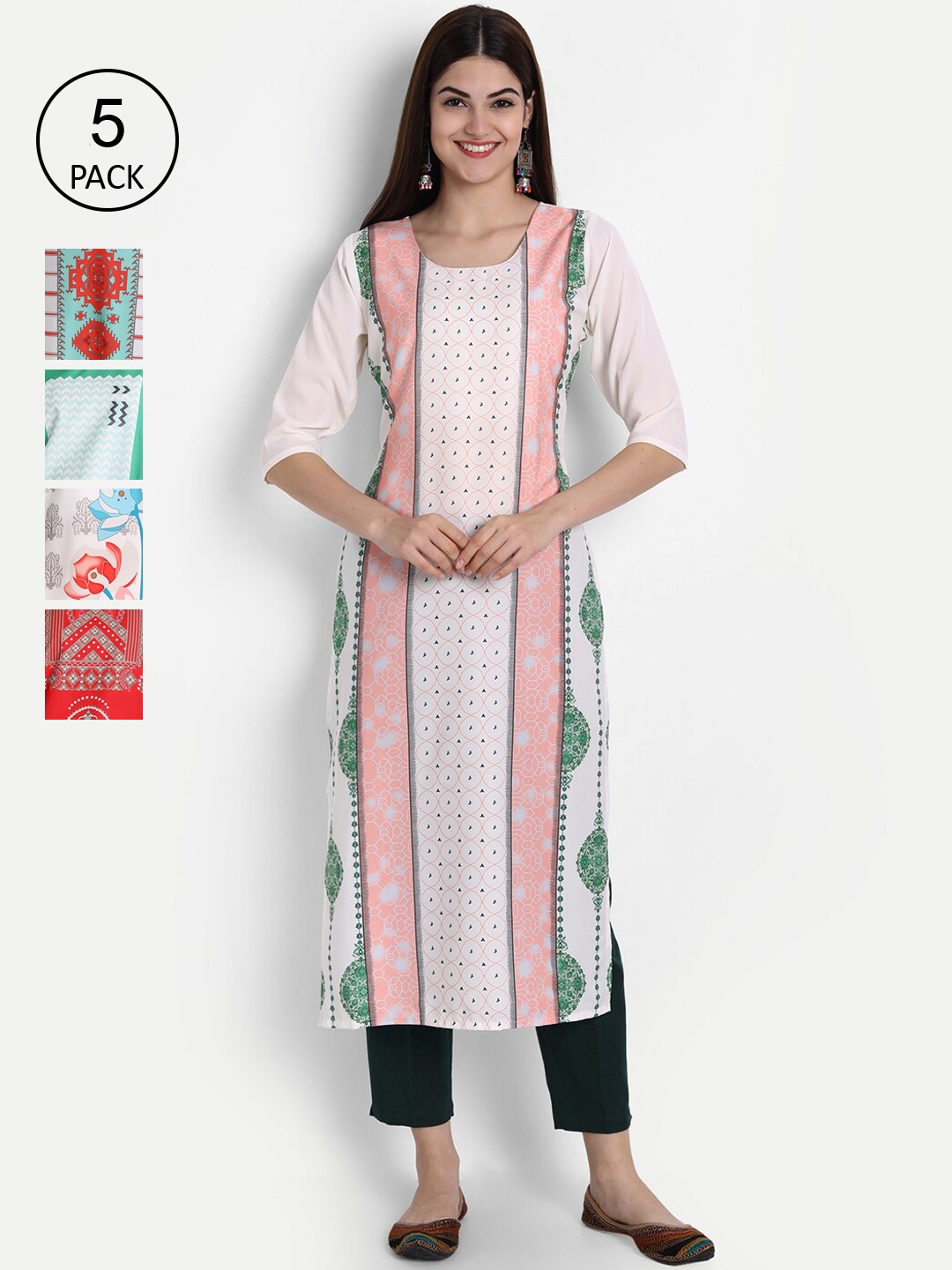 

Ethnic basket Women Multicoloured Printed Crepe Kurta, Multi