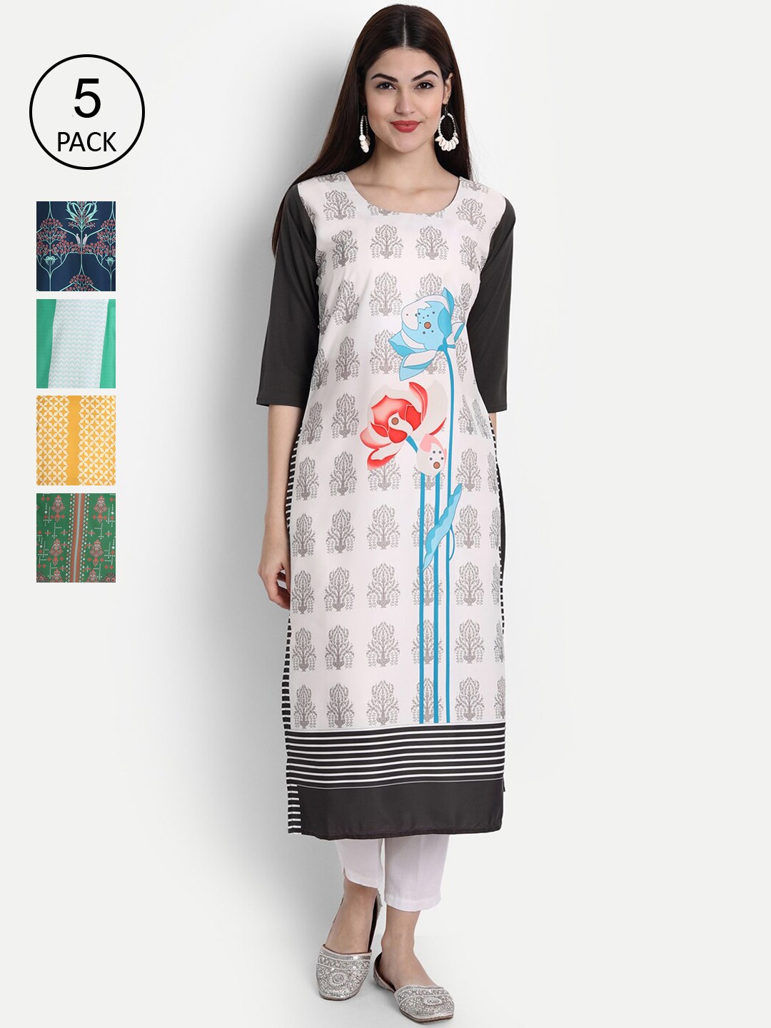 

Ethnic basket Women Multicoloured Ethnic Motifs Printed Crepe Kurta, Multi