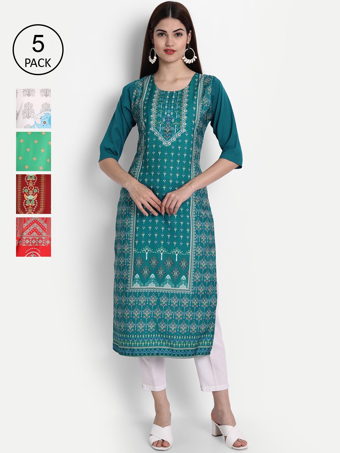 

Ethnic basket Women Multicoloured Ethnic Motifs Printed Crepe Kurta, Multi